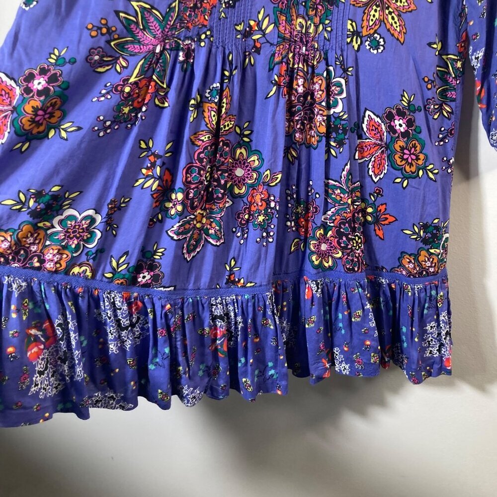 Womens Anthropologie Floral Boho Ruffle Lace Dress Purple S Viscose Cotton - Picture 6 of 10